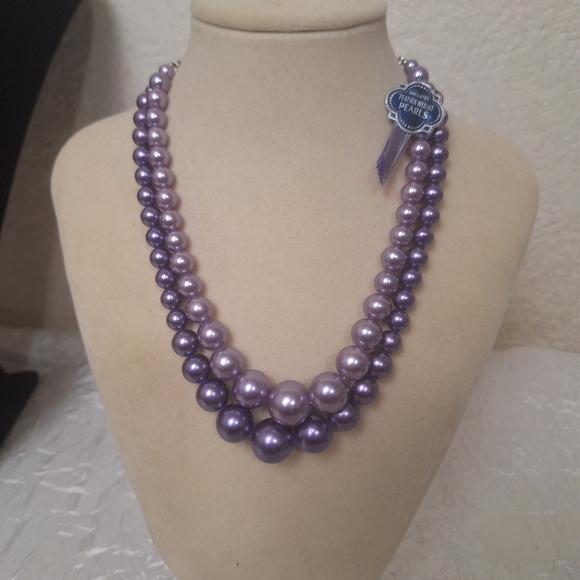Paul Morris Jewelry - VTG Paul Morris 2 Strand Simulated Pearls Lavender & Dark Purple 16" Necklace